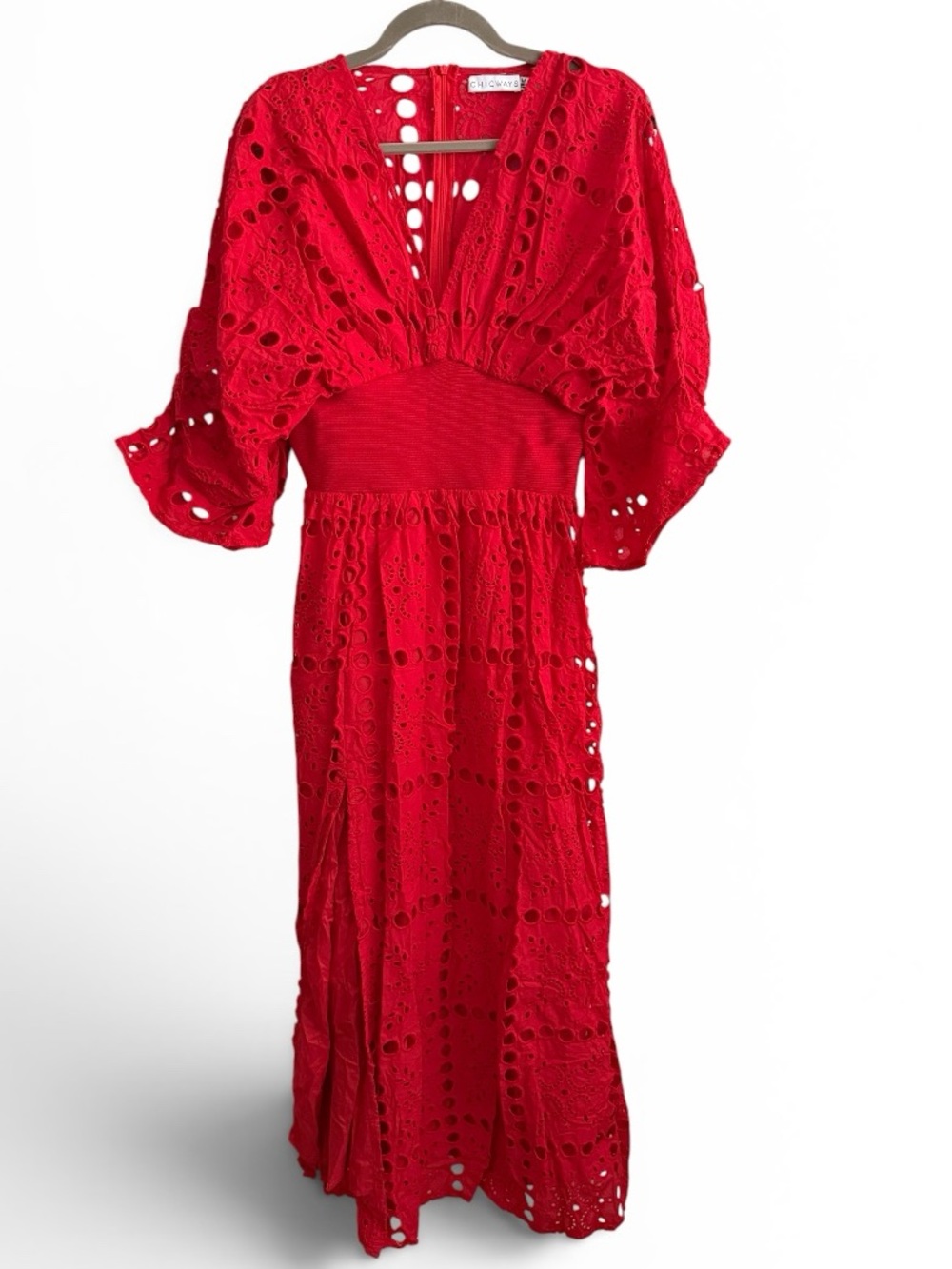 Boutique Red Eyelet Maxi Dress NWOT | Medium